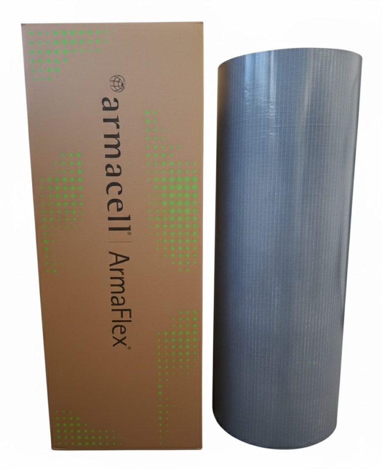 Kautschuk Isolierung Camper Graue Rolle Eurobatex neben braunem Karton von Union Foam.